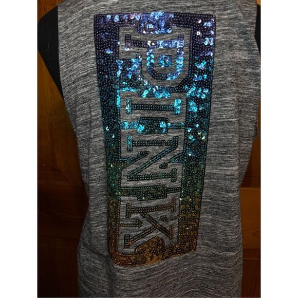 PINK Victoria’s Secret Ombré Sequin Logo Tank Top Size Small - Picture 4 of 7